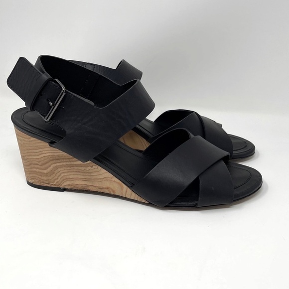 Vince Gwyn Wood Wedge Leather Slingback Sandal - Picture 1 of 9